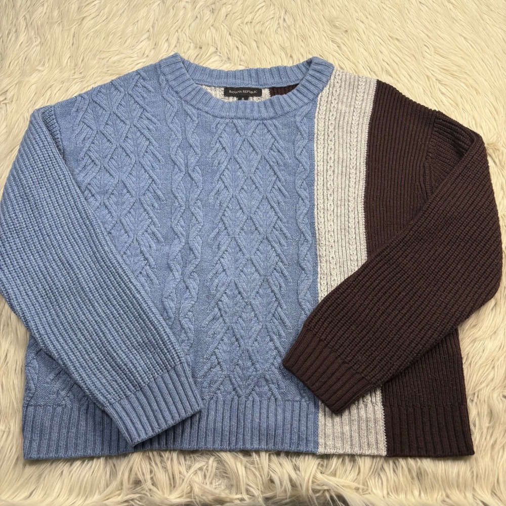 Banana Republic Women's M Colorblock Crew Sweater Preppy Artsy Heritage Academia